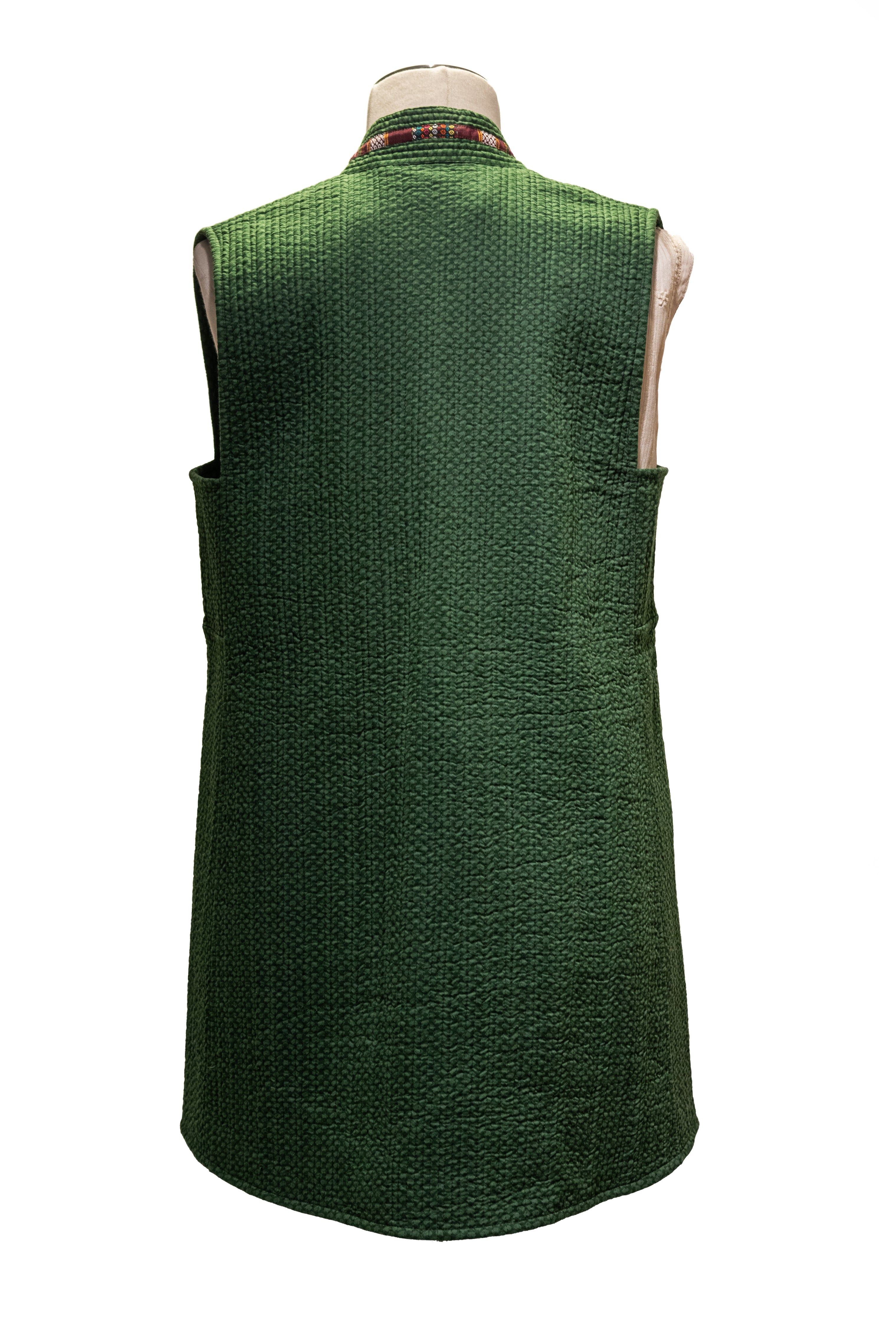 Green Reversible  Sleeveless Long Coat