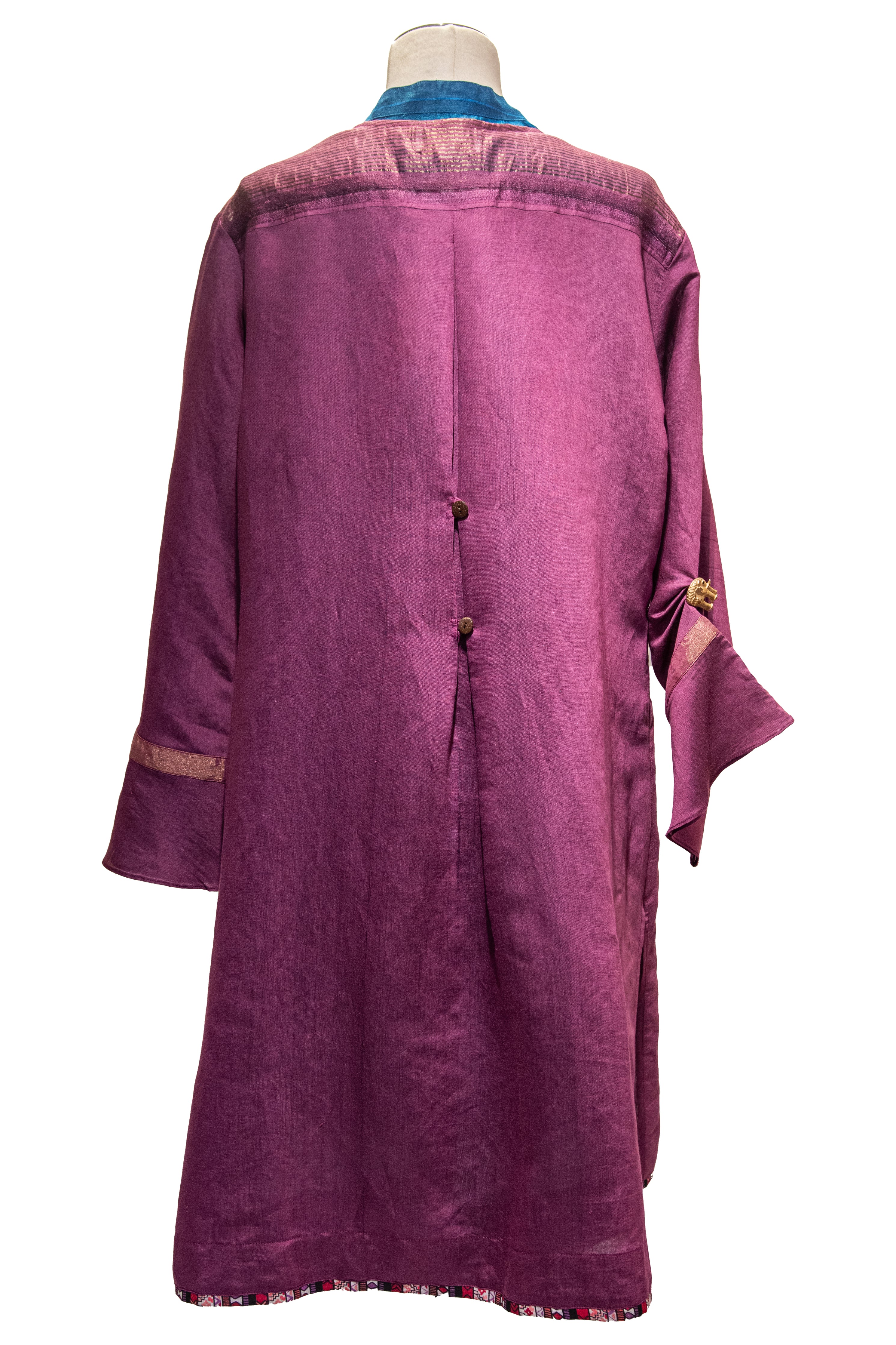 Fuschia Silk  Long Coat